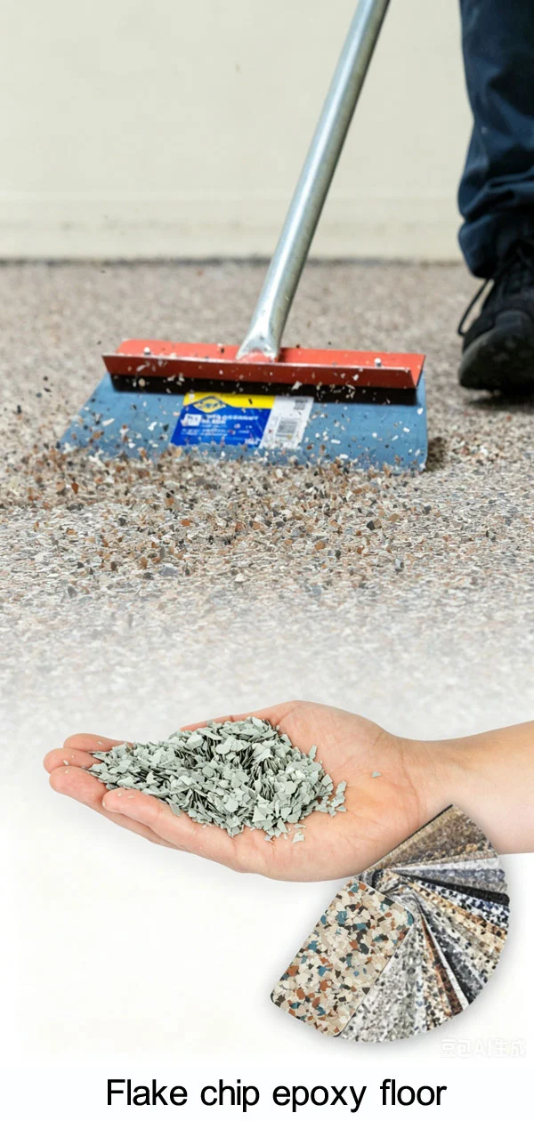 Flake chip epoxy floor